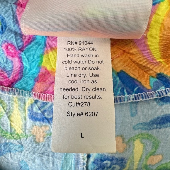 Xtreme Island Design Tropical Maxi Shift Dress Short Sleeve Pockets Large - Picture 10 of 11